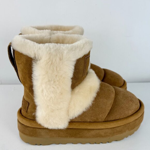 Size 7 -Women's UGG Classic Chillapeak Chestnut Leather Sheepskin suede Boots - Picture 2 of 8